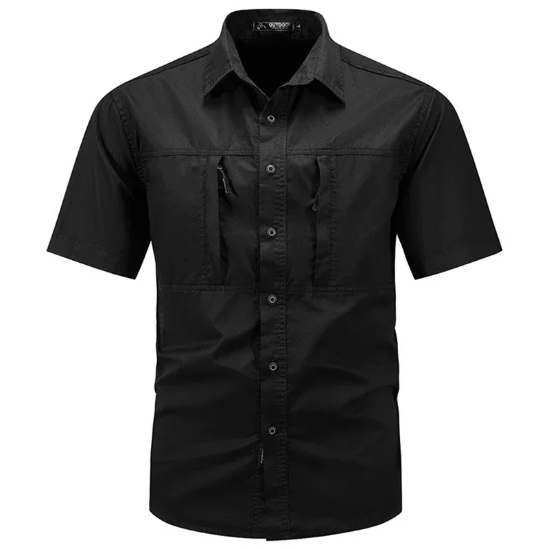 Camisa táctica de manga corta para hombre, novedad de verano, camiseta de carga militar de secado rápido con múltiples bolsillos para exteriores, camiseta de trabajo para senderismo y pesca