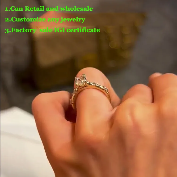 Oval D Color 1 2 3Ct IGI Lab Growing Diamond Ring Au585 14K White Gold Ring wedding Ring party factory sell