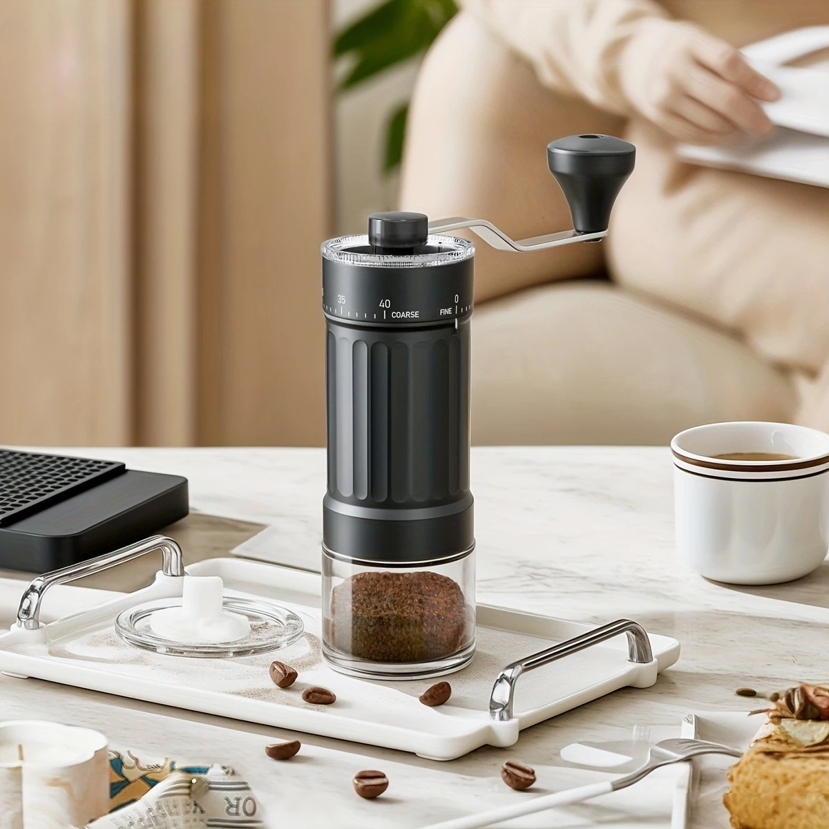 

Manual Coffee Grinder Portable Adjustable Hand Crank Bean Mill Cross Border Coffee Tool