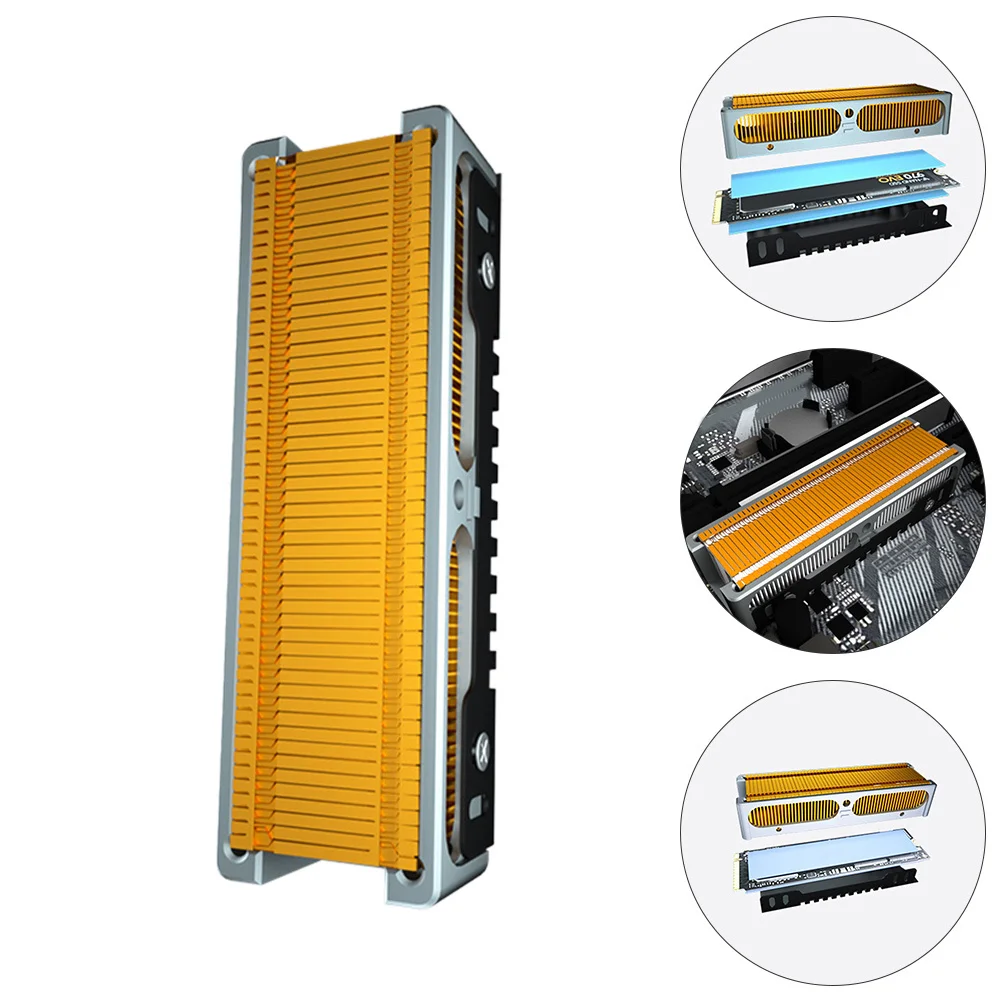 

Albronze SSD Heat Sink M2 Cooler Fin Golden Anodized Aluminum Copper Alloy Fast Heat Dissipation for Single Double Sided Solid