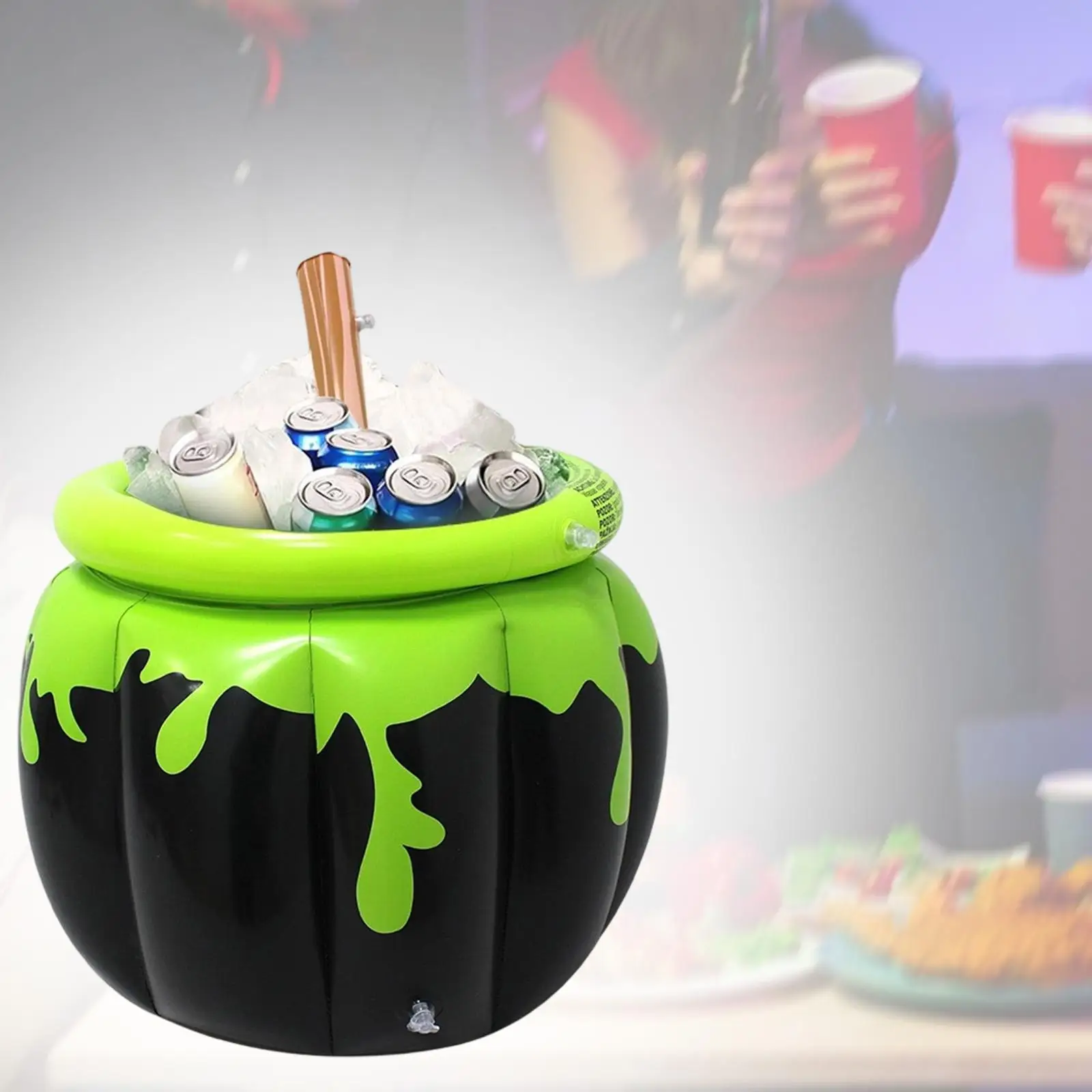 Aufblasbarer Halloween-Kessel, Getränkekühler, kreativer Behälter, tragbarer Eiskübel für Picknick, Sommer, Grillen, Strand, drinnen und draußen