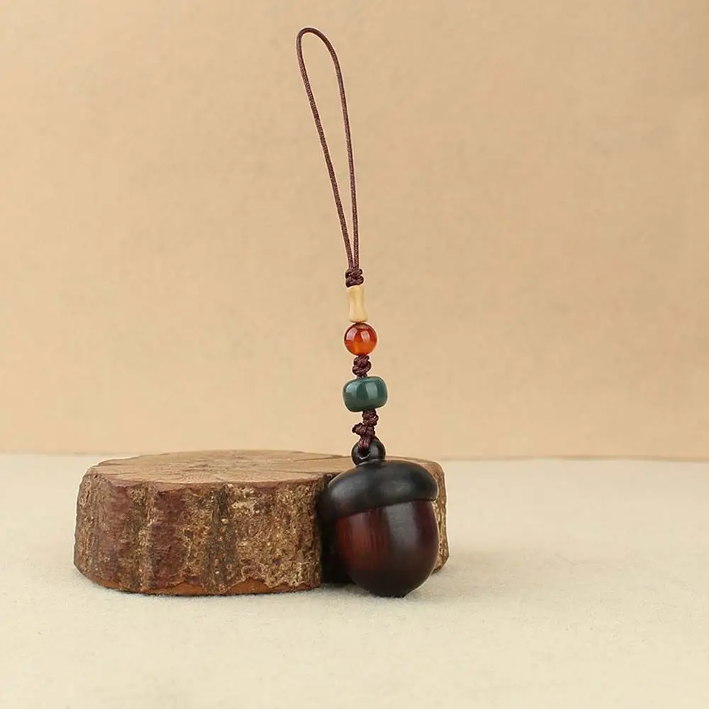 Mobile Phone Chain Ebony Gawu Phone Charm Hanging Cord Key Pendant Mobile Phone Lanyard Sandalwood Keychain Wooden Key Chain