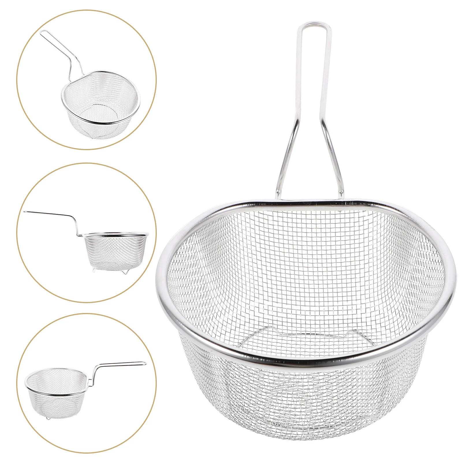 

1pc Stainless Steel Deep Fry Basket 21Cm With Handle Oil Filter Frying Tool Reusable Strainer Basket Food Shop Utensil Kitchen