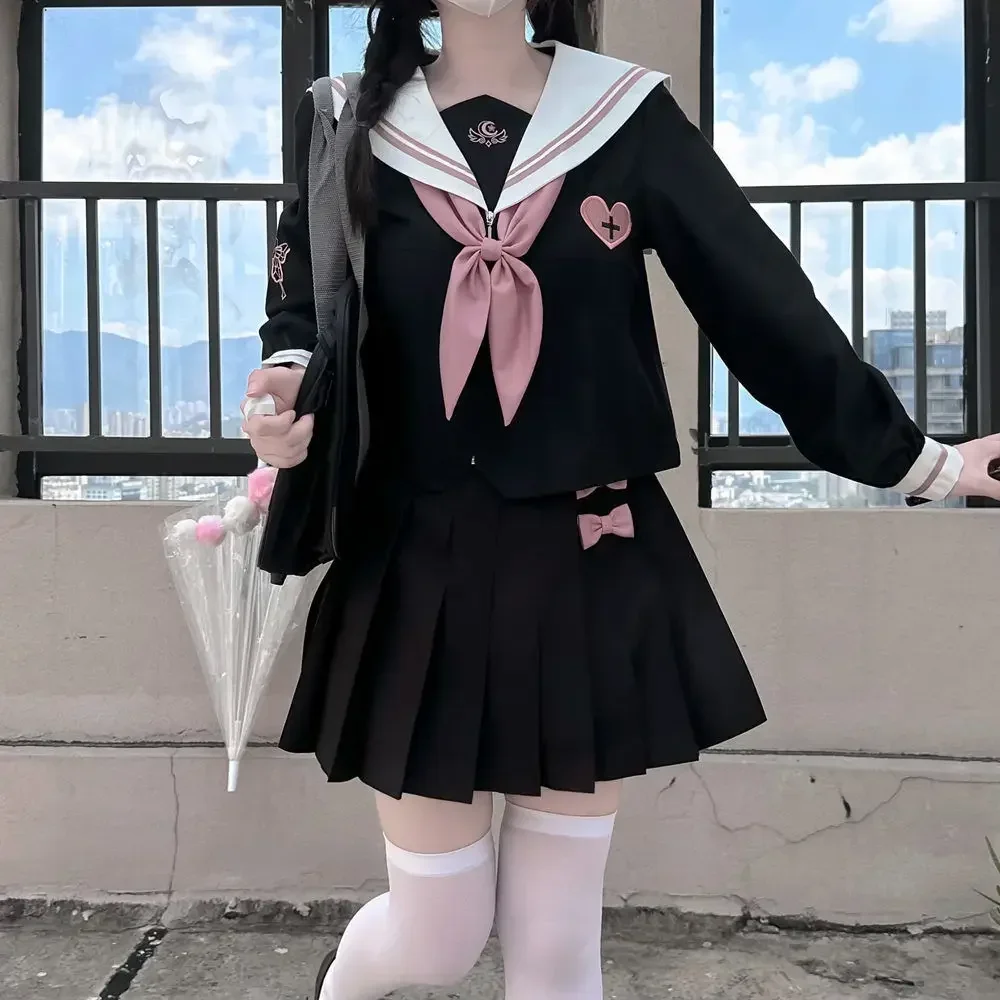 JK-traje de uniforme coreano para mujer, Falda plisada japonés de estudiante, trajes escolares de estilo universitario, traje de marinero, uniforme de cosplay japonés