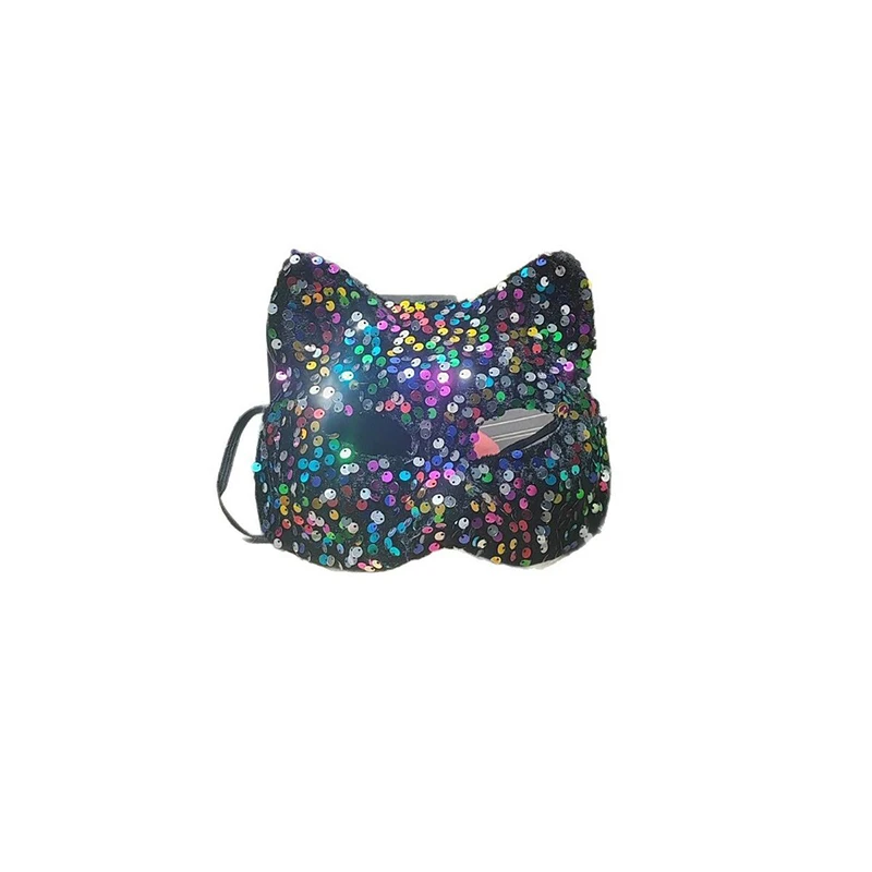 Maschere colorate per travestimento da donna con gatto con paillettes Halloween Natale Incontri sexy Carnevale Costume da festa Cosplay Accessori per il viso da ballo