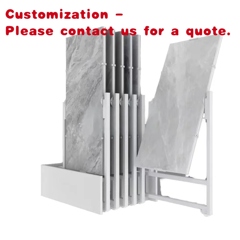 custom.Metal Rotating Stone Slab Display Stand Ceramic Tile Pull-Push Display System With Showroom Stone Mable Quartz Display Ra