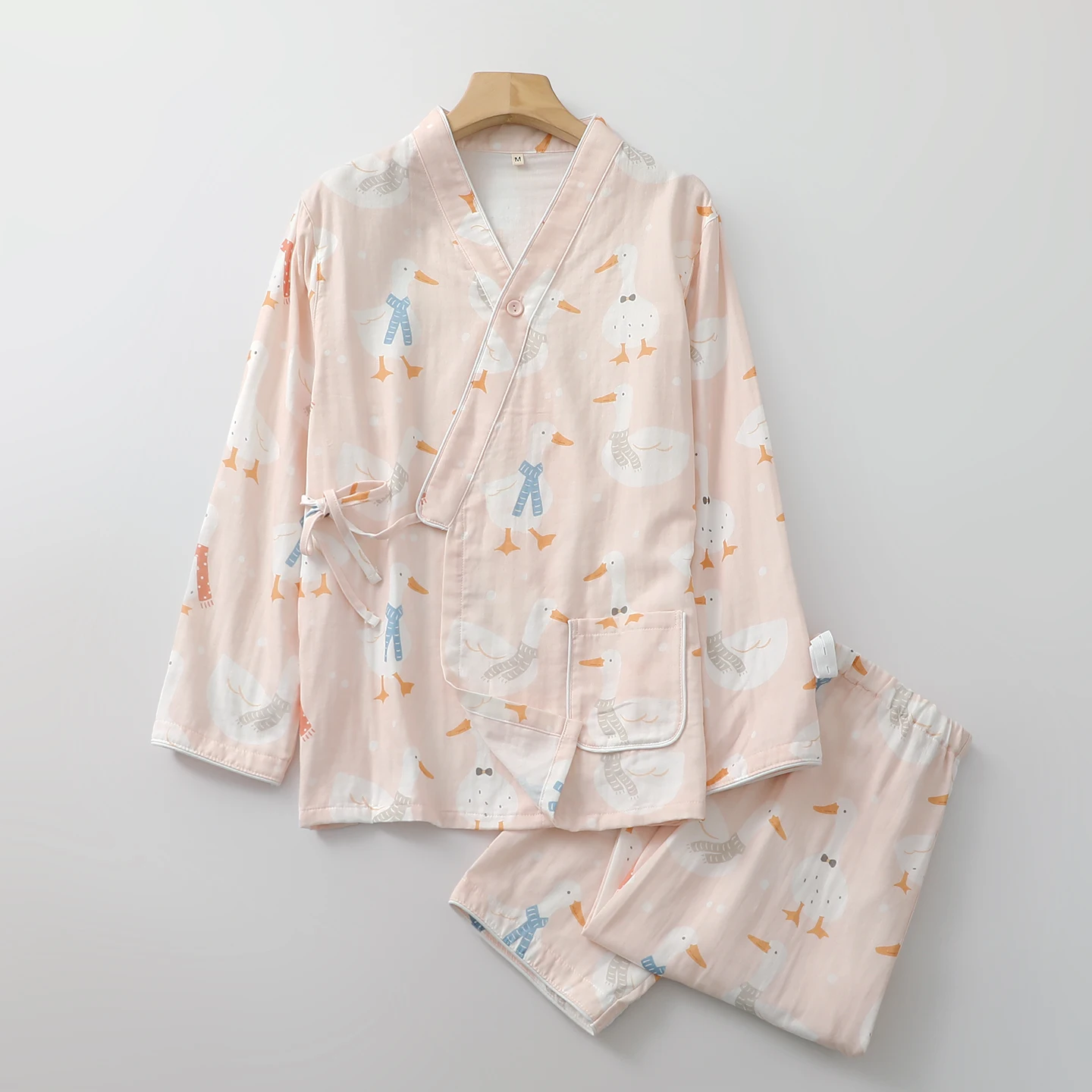 

Summer Women Cardigan Top + Pants Traditional Kimono Hanfu Yukata Set Cute Print Comfortable Cotton Loungewear Clothing D0111