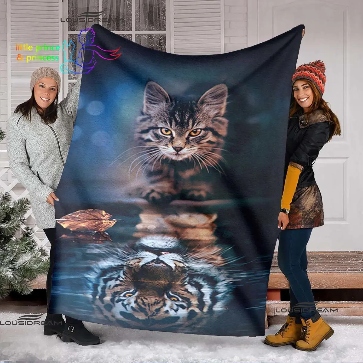 Animal Encouragement Cat Lion Tiger Blanket Lightweight Comfortable Soft Breathable Ultra Warm Blanket Bedding Travel