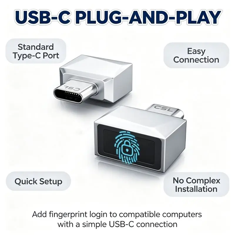 ABNR USB Fingerprint Reader Module For Windows 10 11 Hello, Security Padlock Login Key For Laptops PC Desktop Plug And Play
