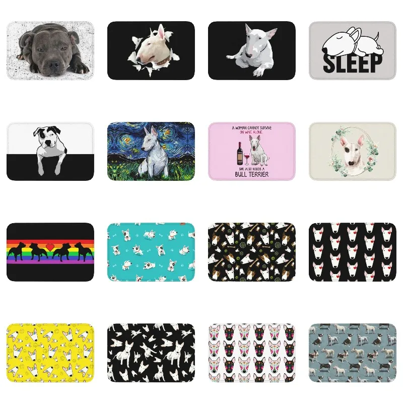 Cute Staffordshire Bull Terrier Dog Doormat Anti-Slip Kitchen Bath Mat Toilet Door Floor Entrance Carpet Rug Bedroom Footpad