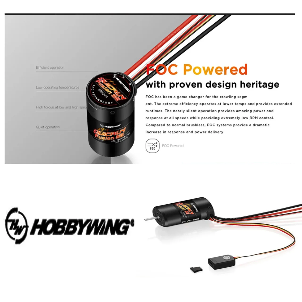 Hobbywing QuicRun Fusion SE 40A 2-in-1 FOC Brushless Power System 1200KV/1800KV for 1/10 RC Crawler Car