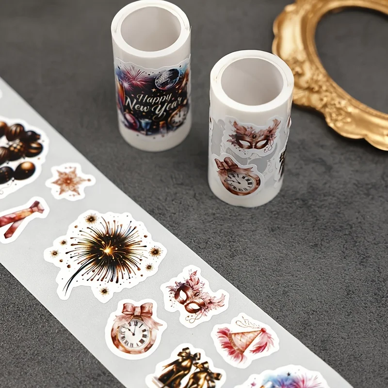 

130 листов/рулон, Новый год 2025 года, наклейки для украшения рождественской вечеринки, подарки, чашки, украшения компьютерных наклеек