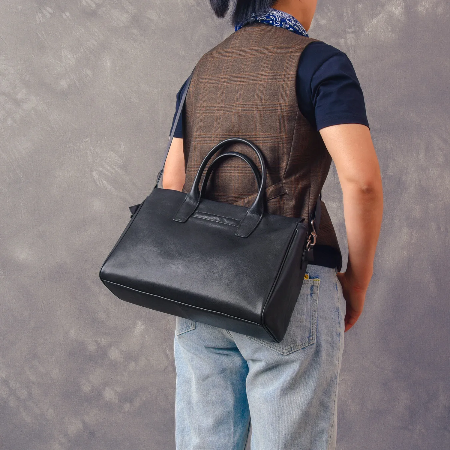 Business vintage genuine leather men's briefcase organizer designer handmade real cow leather women's handbag work postman bag