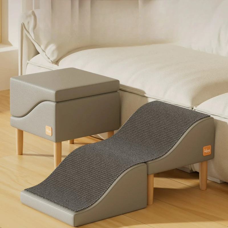 Dog Stairs for Small Dogs, Foldable Pet Ramp Non Slip Waterproof, Pet Steps for Bed Sofa, Hair Resistant & Washable Indoor Use