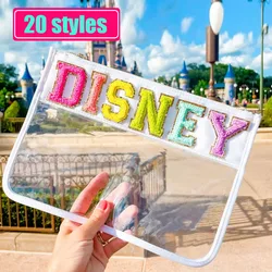 Disney Cosmetic Bag Embroidery Patch Cartoon Micke Toiletry Pouch Travel Clear Makeup Bag Travel Storage Organizer Party Gift