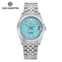 San Martin Watch For Men Mechanical Watches Waterproof 36.5mm Wristwatch Luxury Automatic Date Sapphire Glass Lume 10Bar SN0058x