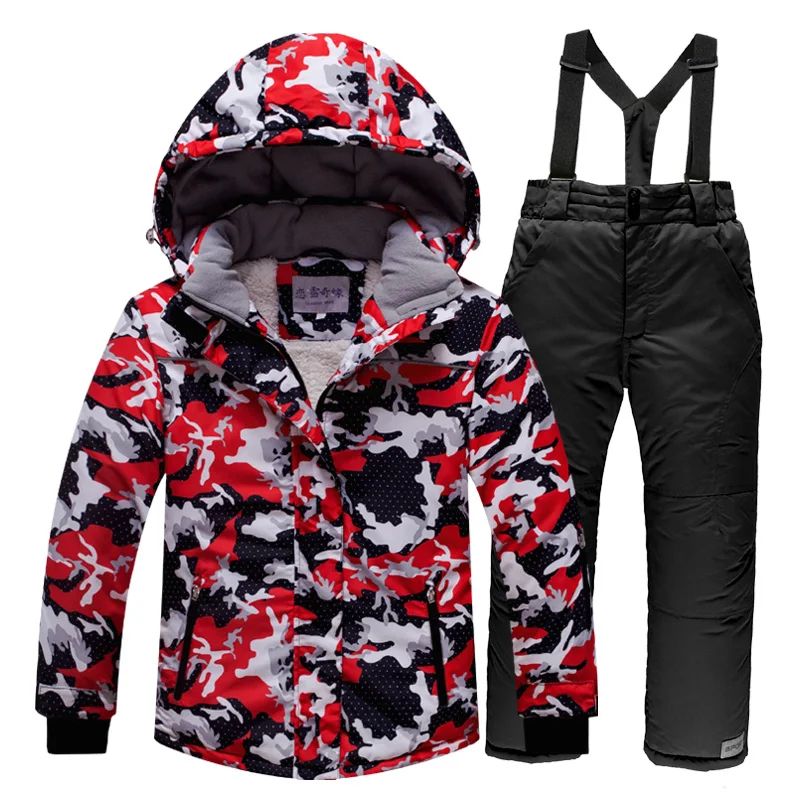 

OLEKID -30 Degree Russian Winter Children Ski Suit Plus Velvet Warm Waterproof Jacket Coat Boy Overalls 3-20 Years Girl Snowsuit