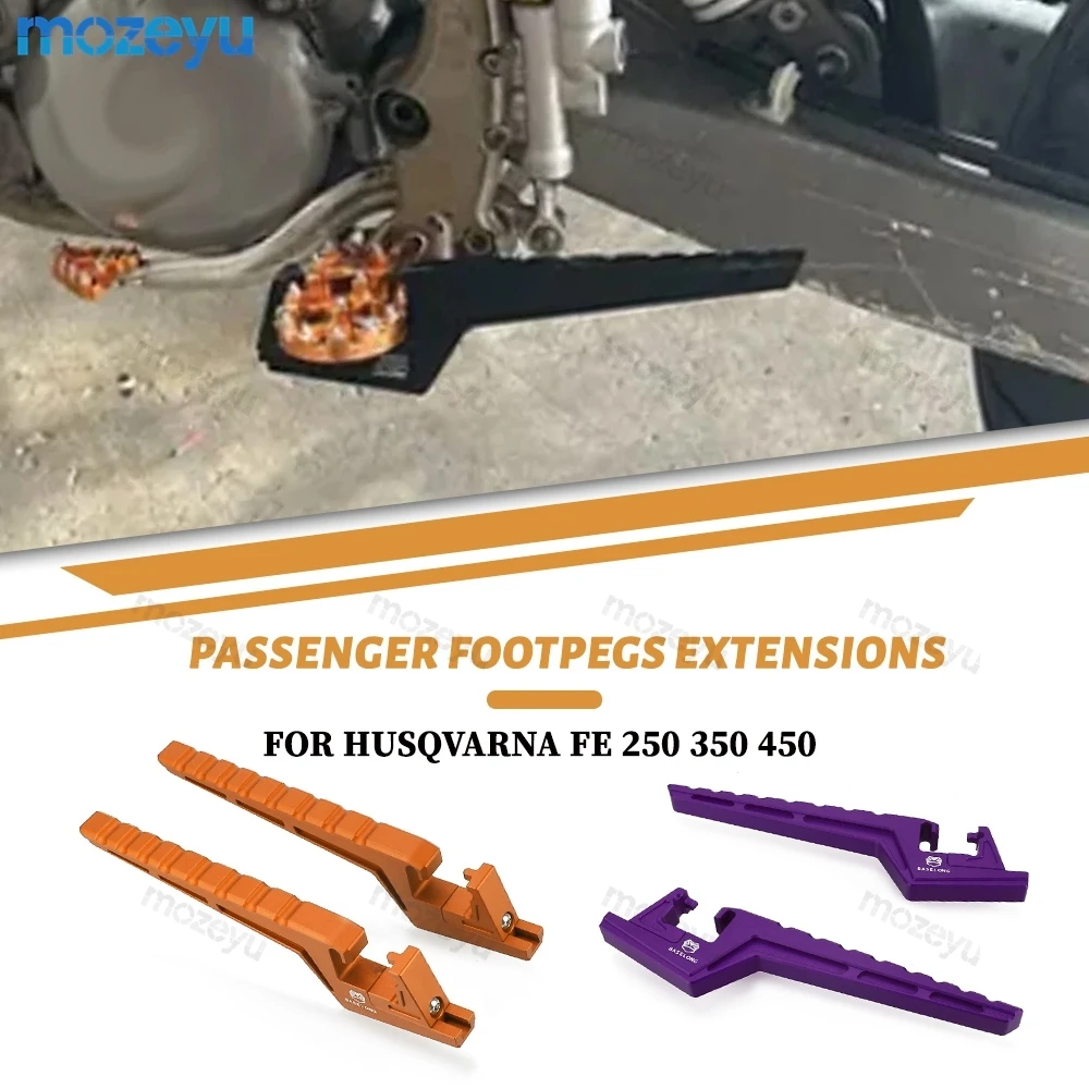 Foot Pegs For Husqvarna FE 250 /FE 350 /FE 450 /FE 501 2017- 2023 2024 2025 Passenger Footpegs Extensions Motorcycle Accessories