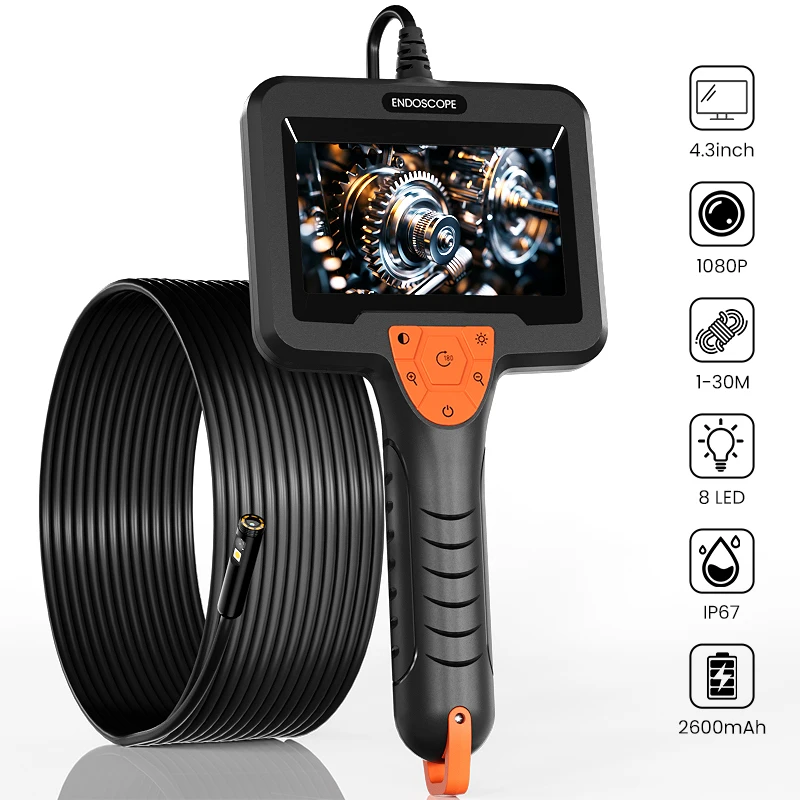 

Handheld Endoscope Single Dual Lens 4.3'' IPS Screen Car Inspection Borescope HD1080P 8mm Waterproof Snake Plumbing Camera 8LEDs