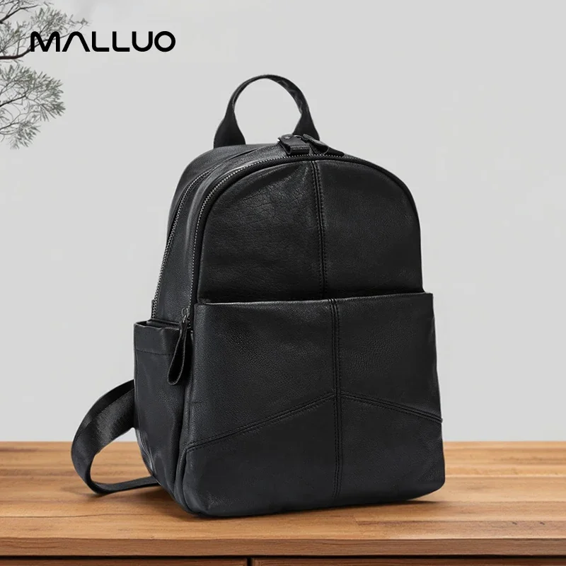 Bolso de piel de vaca auténtica para mujer, bolsos de cuero auténtico de vaca suave negro, mochilas de diseño de lujo a la moda para mujer, bolso para mujer