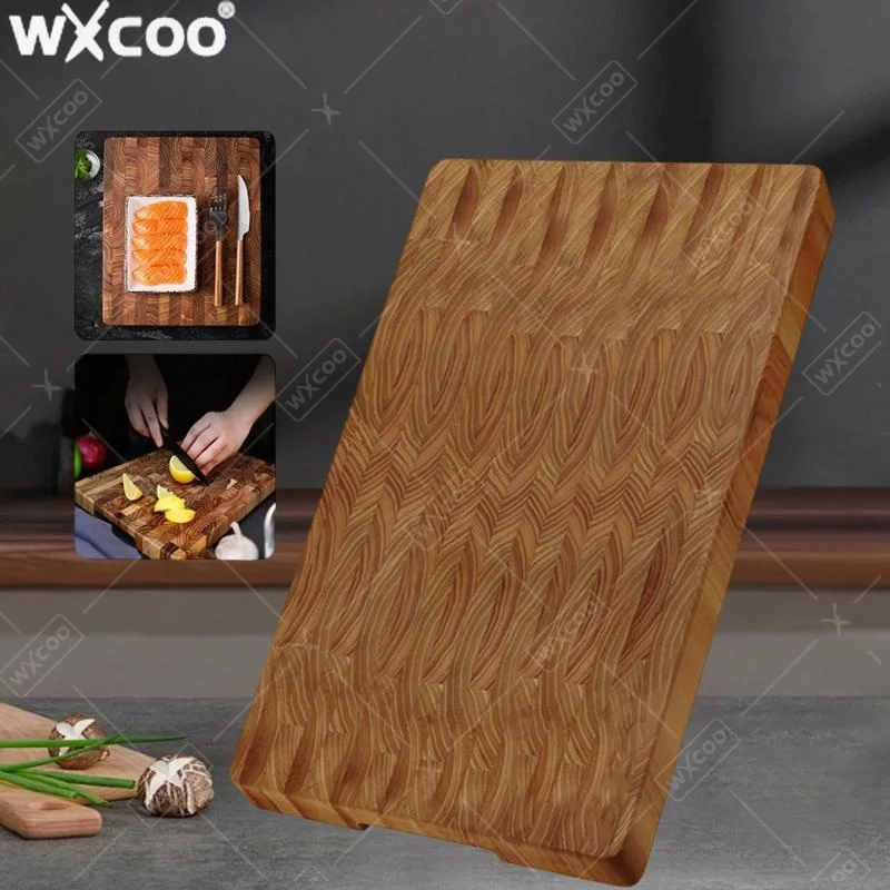 

WXCOO Teak Wood Cutting Board Kitchen Acacia Wooden Checkerboard Splicing Solid Wood Chopping Board Thicken for Cut Fruit Board