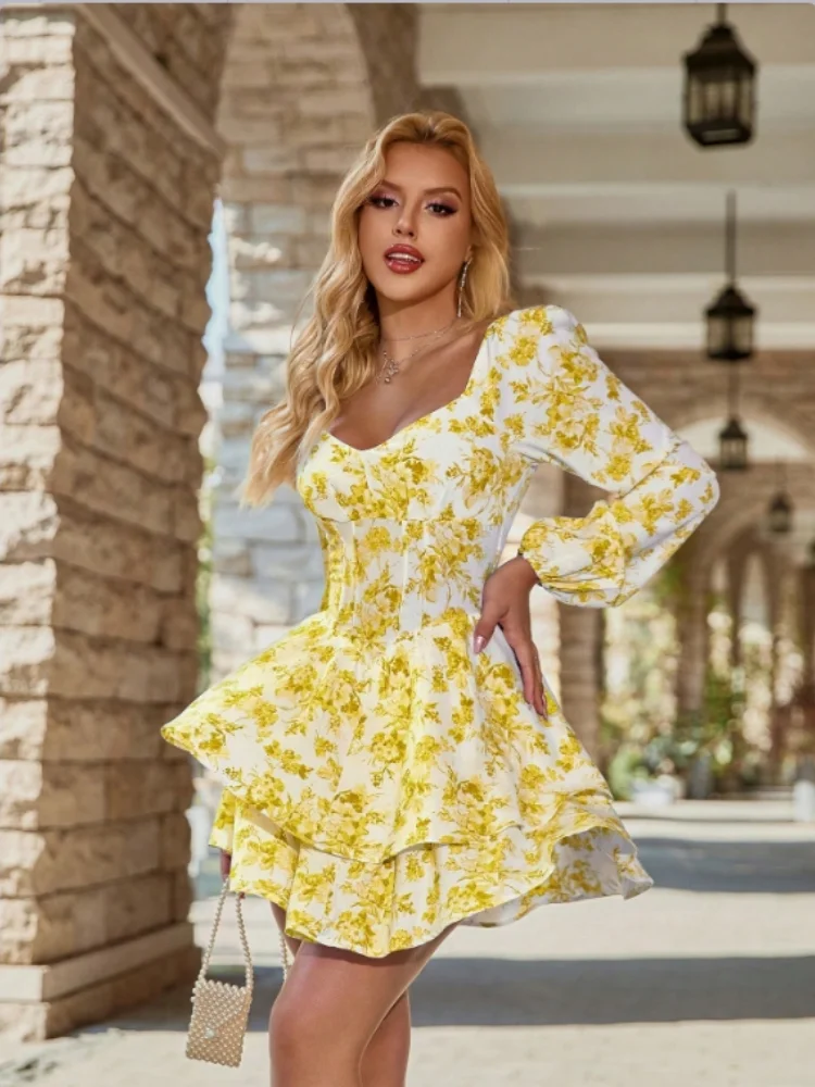 D&M Flattering Floral Mini Dress for Women, Sweet & Casual, Perfect for Summer Parties & Vacations