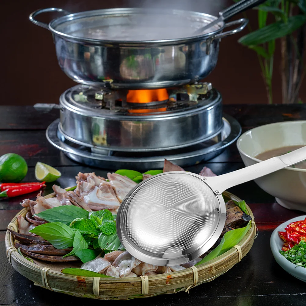 

Stainless Steel Cooking Skimmer Spoon Large Capacity Fine Mesh Strainer for Hot Pot Frying Oil Separator Kitchen Tool