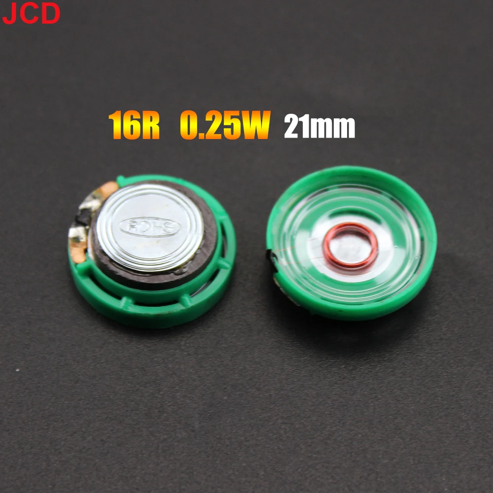 JCD 1pcs 16Ohms Ultra-thin Round Speaker 16R Loudspeaker 0.25W 0.5W Doorbell Horn Toy-car horn  21 23 27 29 36 40 mm Diameter