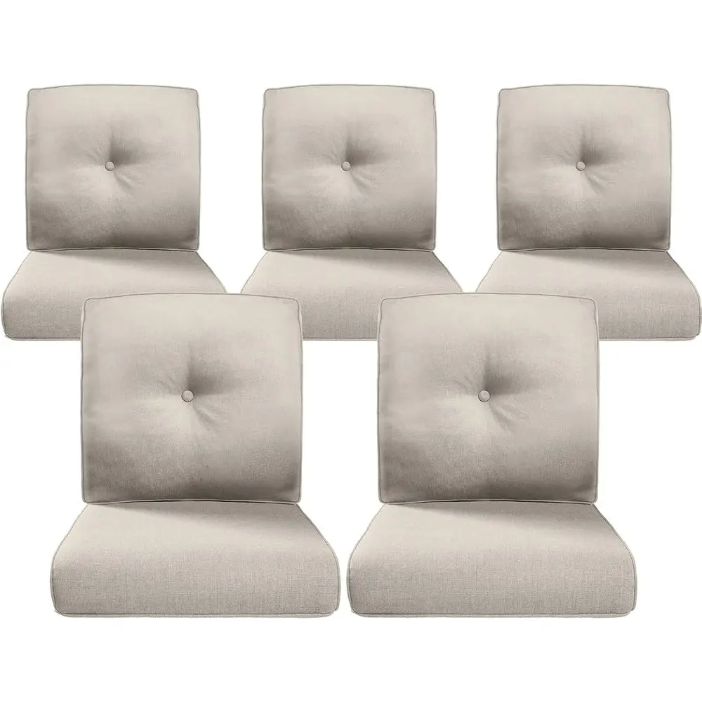 

4 Thick Outdoor Cushion Set - 5 Pieces, 22x24, Beige, Water-Resistant, Removable Covers for Patio Furniture or Swing
