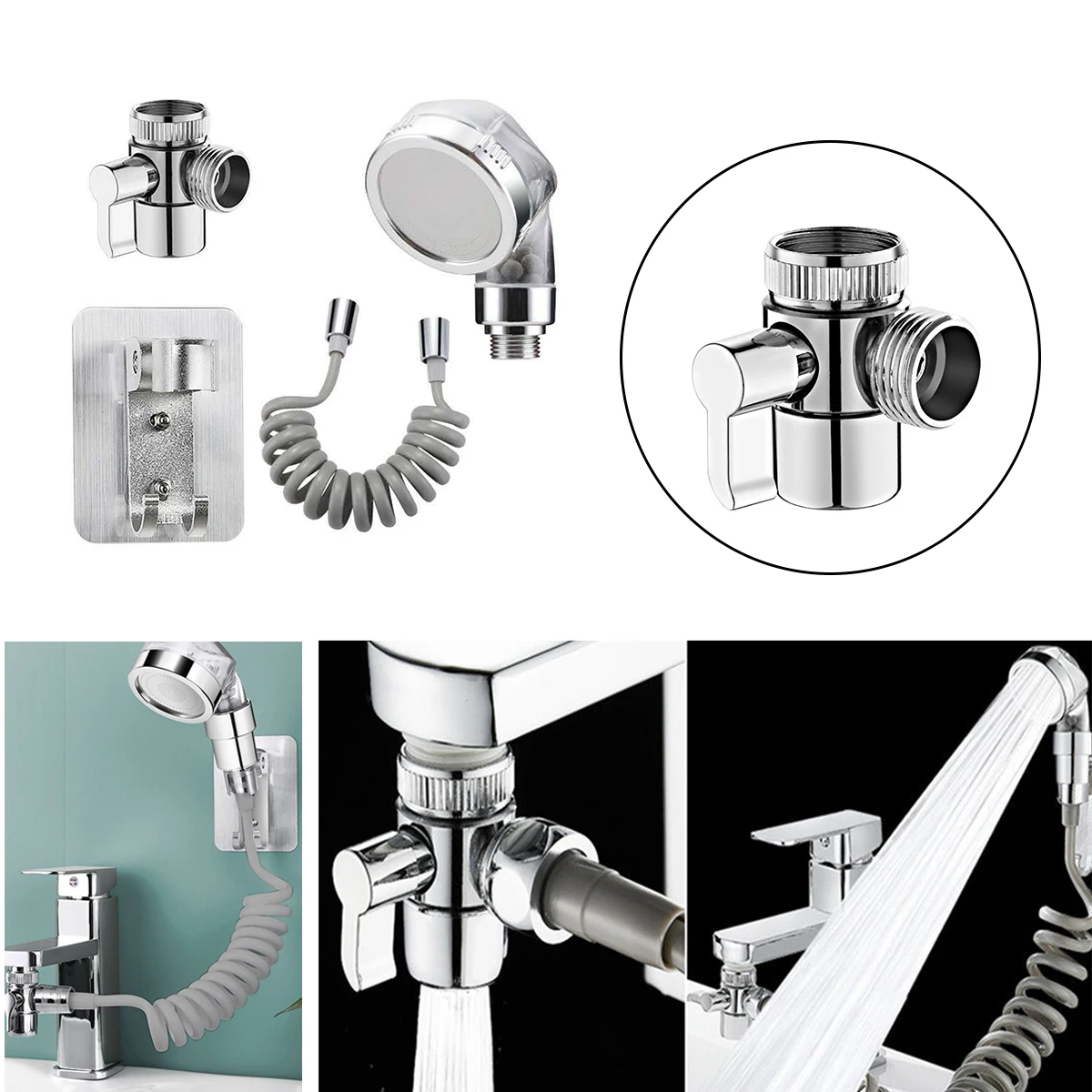 

Switch Faucet Adapter 3 Way Tee Connector Shower Head Diverter Valve Home Improvement Shower Faucets Water Separator