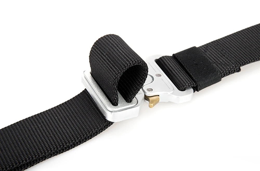 38mm Taktischer Gürtel für Herren Robuster Nylon-Hüftgürtel mit Silberschnalle Unisex Designer-Jeansgürtel für Damen – Detail 9