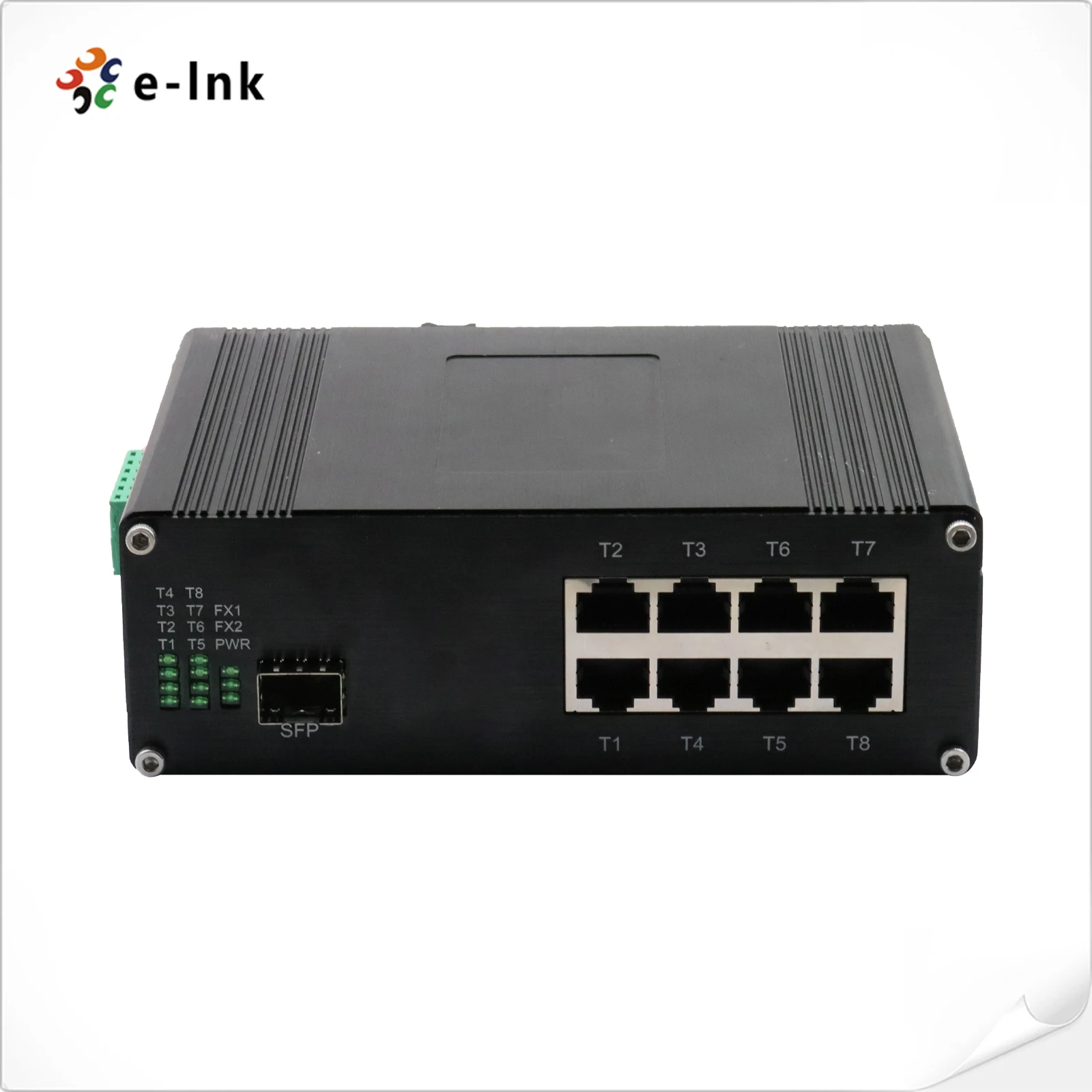 Mini Industrial Gigabit  8-Port PoE+ Switch 240W, with 48~57VDC, Gigabit Fiber SFP, SC, FC, ST Optional