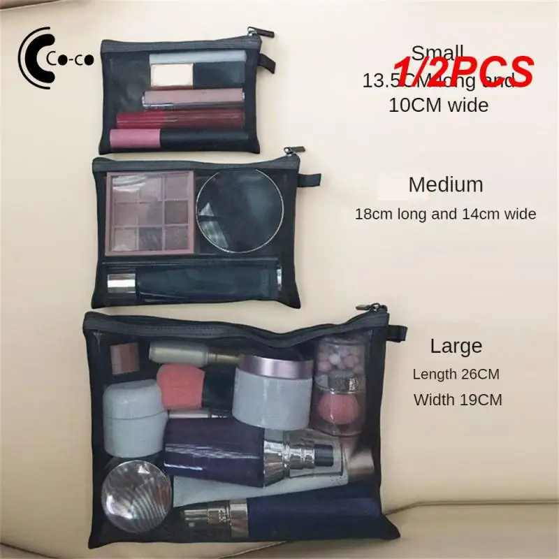 1/2PCS Wash Bag Convenient To Carry Good-looking 13.5 10 1cm Polyester  Nylon Travel Makeup Bag Travel Wash Bag Feel Comfortable