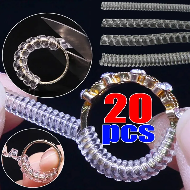 Anti-slip Washer Transparent Spiral Based Ring Tool Spring Coil Ring Size Adjuster Guard Tightener Reducer Resizing Tool Jewelry