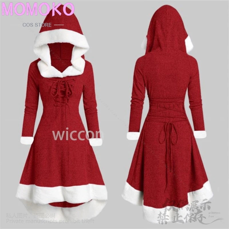 2024 Anime Christmas Dresses Winter Furcollar Lolita Sexy Wear Warm Hooded Dress For Party Halloween Cosplay Girls Customized