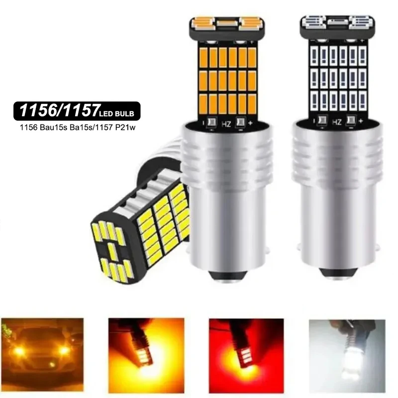2PCS 1157 1156 BA15S P21W W16W Led 45 SMD 4014 CANBUS NO ERROR Car Tail Bulb Brake Light Auto Backup Reverse Lamp