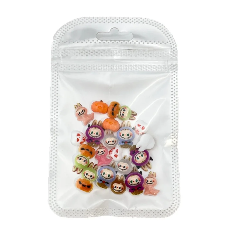 LYLE 20Pcs Cute Spooky Halloween Cartoon Nail Art Charms 3D BuLaBU Skull Pumpkin Resin Flatback DIY Nail Decorations Bling Set view 5