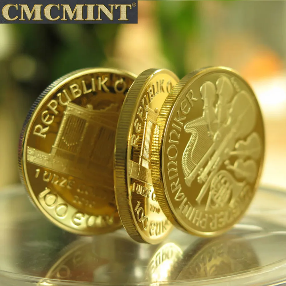 عملة مستديرة نحاسية مطلية بالذهب ، عملات تذكارية ، 1 أونصة ، ميلز ، يورو وينر ، 24 قيراط