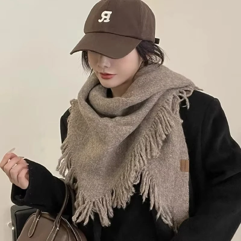 Thermal Triangle scarf for women, multi-use wool mixed shawl, autumn winter high quality, soft and warm