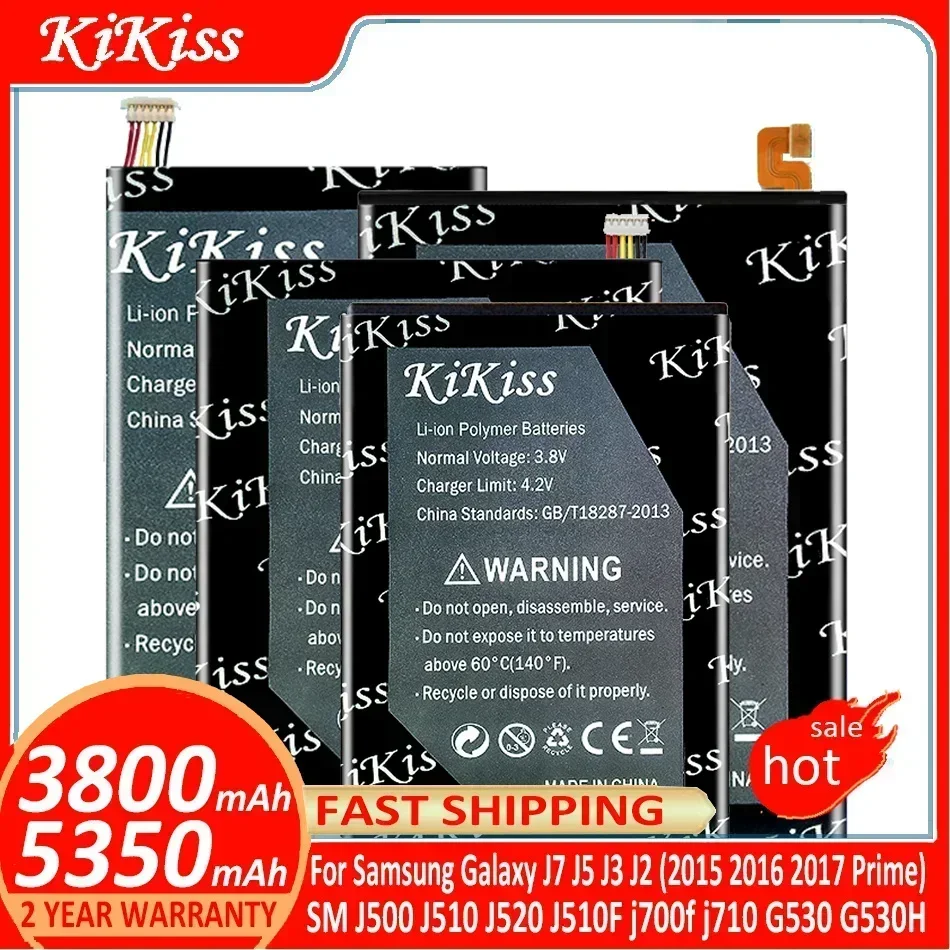 KiKiss Battery For Samsung Galaxy J5 J7 J3 2015 2016 2017 J3 J2 Prime Bateria SM J500 J510 J520 J510F j700f j710 G530 G530H