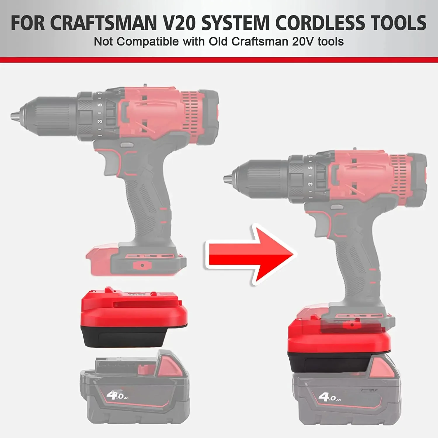 Craftsman 20vツール用バッテリーアダプターfordeWalt20vおよびmilwaukee 18v li-onバッテリーは、職人の電動工具に変換されます