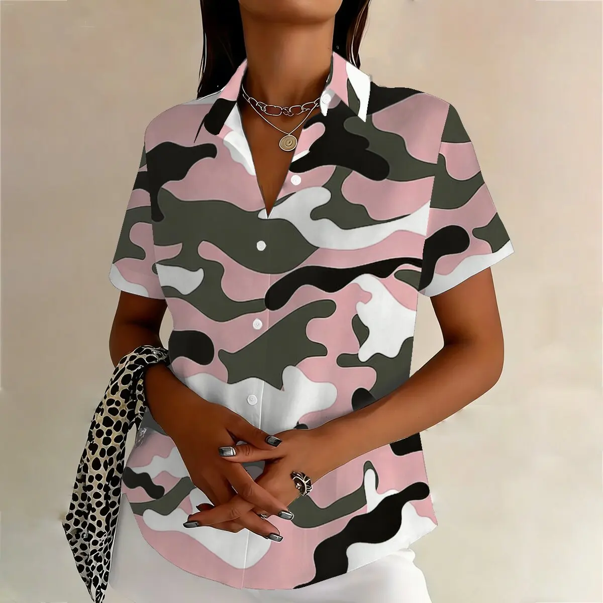 Camisa Verano Mujer Talla Grande Contraste - alternate angle