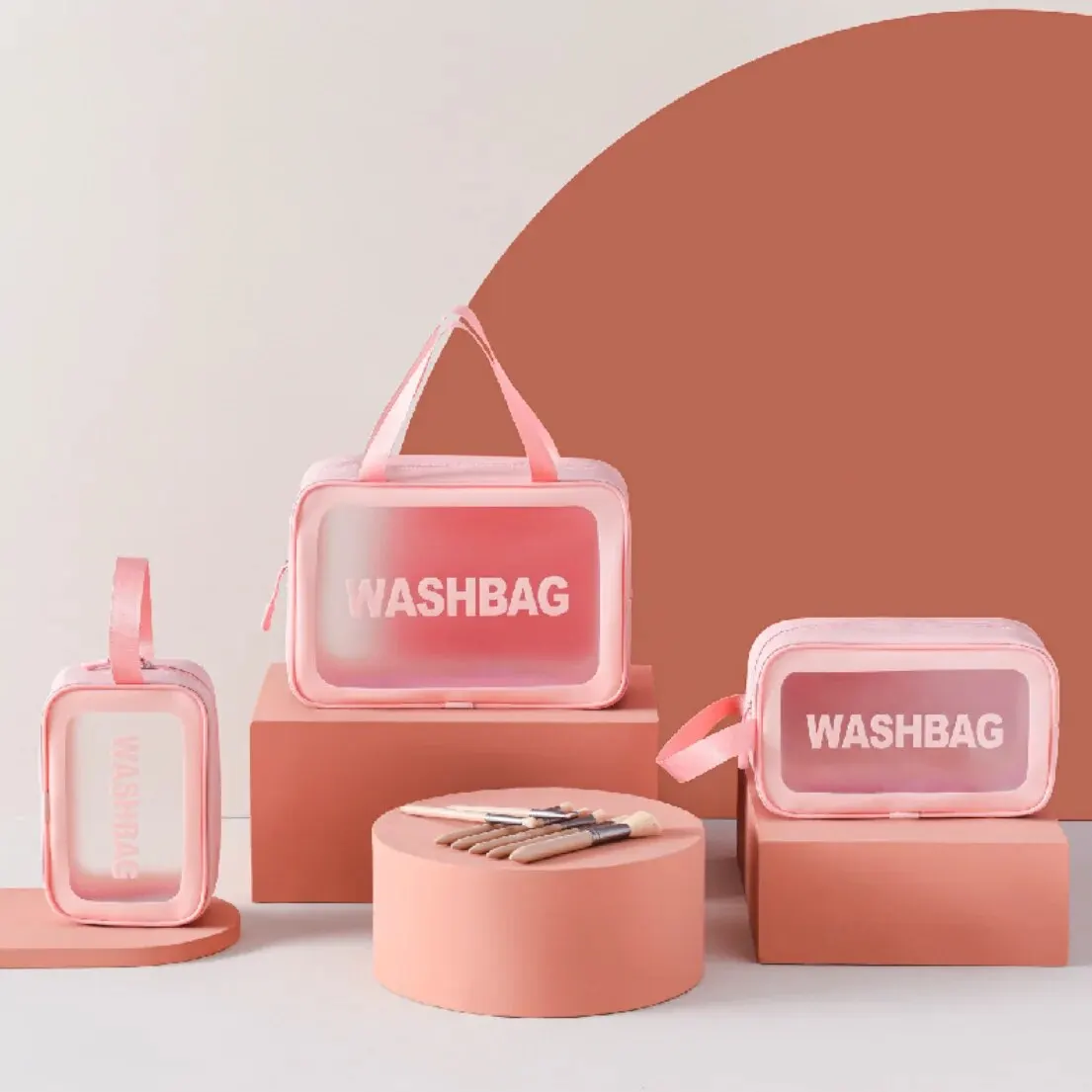 Borsa cosmetica da viaggio trasparente impermeabile di grande capacità-custodia portatile e organizzata per trucco e articoli da toeletta