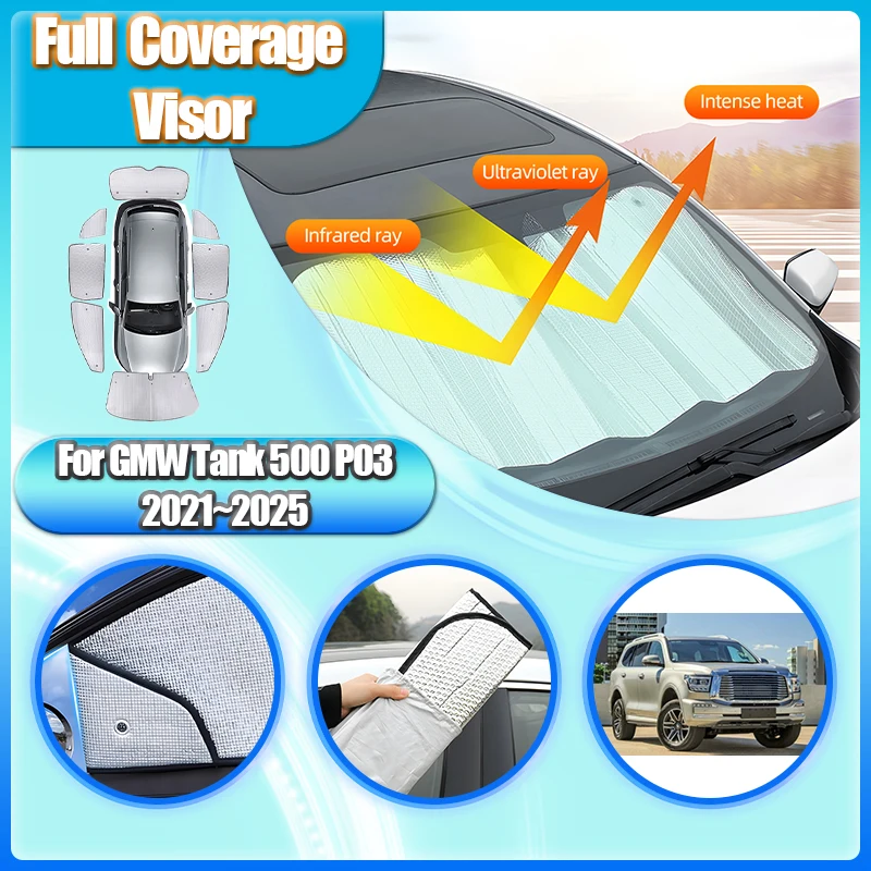 

For GWM Tank 500 P03 2021 2022 2023 2024 2025 Foldable Outdoor Sunshading Blind Window Sunscreen Sun Visor Anti-UV Accessories