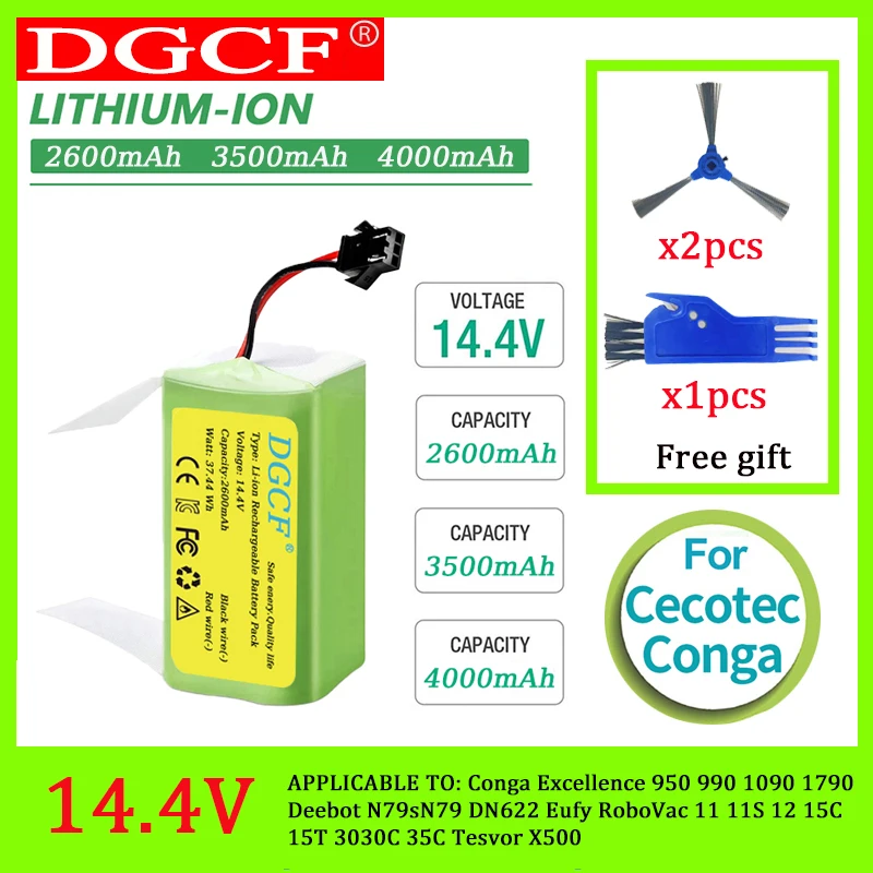 

14.4V for RoboVac 15C 15T 25C 30C 35C MAX G10 G15 G20 G30 Hybrid Edge robotic vacuum cleaner accessories lithium ion battery