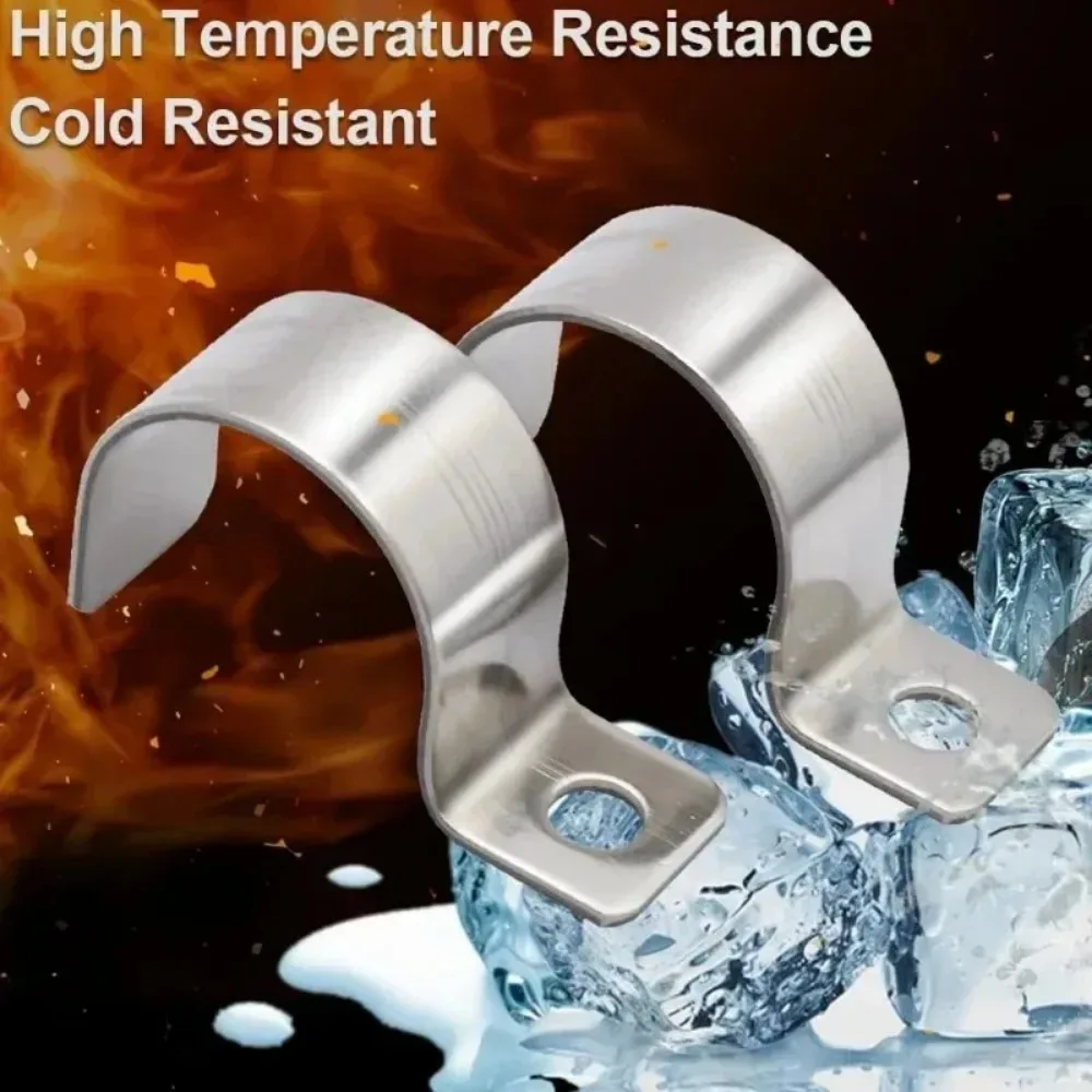 Unilateral Pipe Clamp Saddle Clamp Cable Wire Fixing Buckle Fixing Clamp Steel White Zinc 10mmPipe Clamp Oil Circuit 1PCS