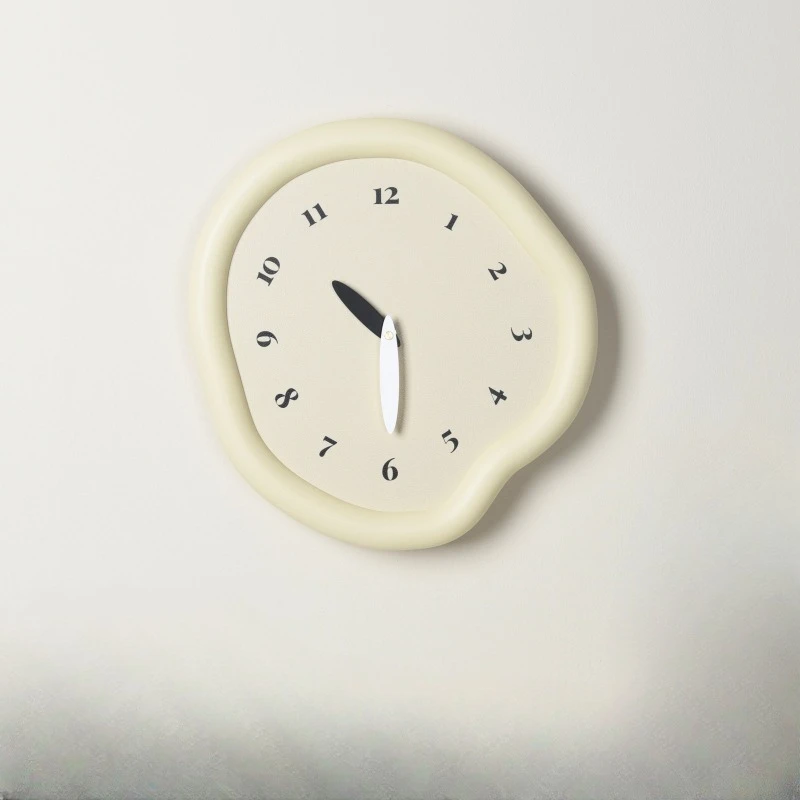 No punching cream style advanced creative simple wall clock, black scale decoration
