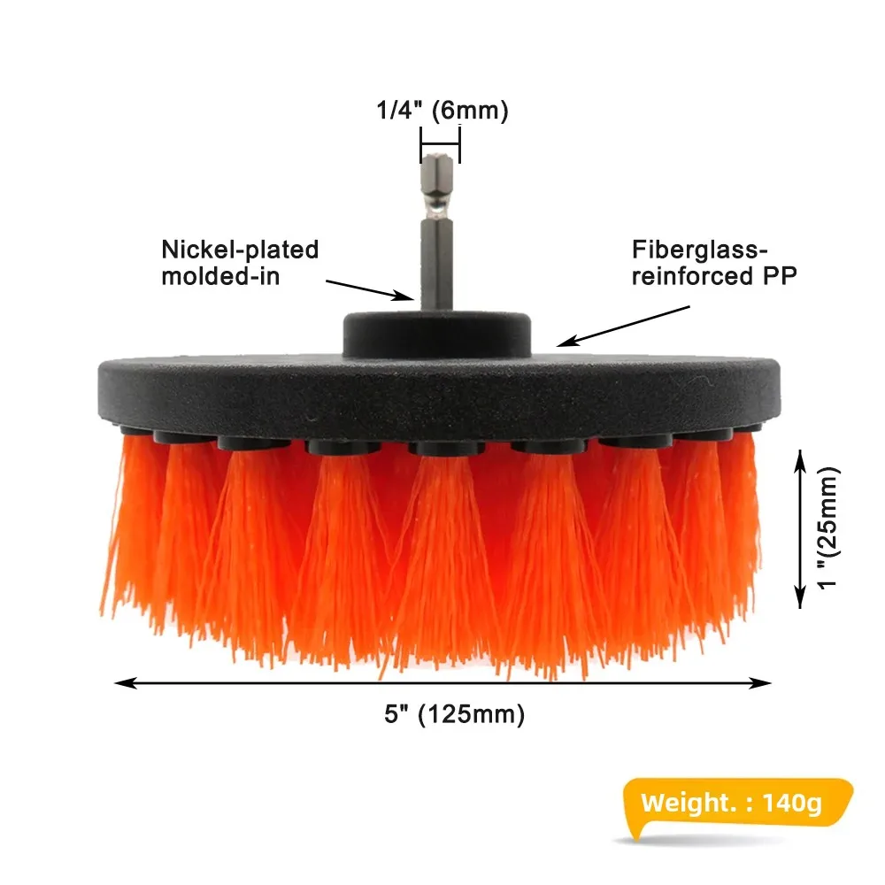 1Pcs 5 Inch Wheel Brush Car Washing Drill Cleaning Brushes for Rim Wash Bathroom Tub Shower Floor Car Auto Cleaning Washing Tool