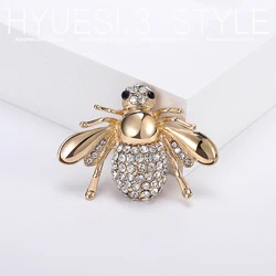 Simple Crystal Honey Bee Brooches Rhinestones Animal Corsage Pins Silk Scarf Buckle Women Men Suit Clothes Hat Bag Accessories