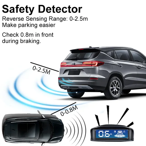 Imagen 2 del producto Radar de marcha atrás con pantalla LED, 8 sensores, sistema de detección de radar, pantalla de retroiluminación, indicación de voz que se vuelve más fácil
